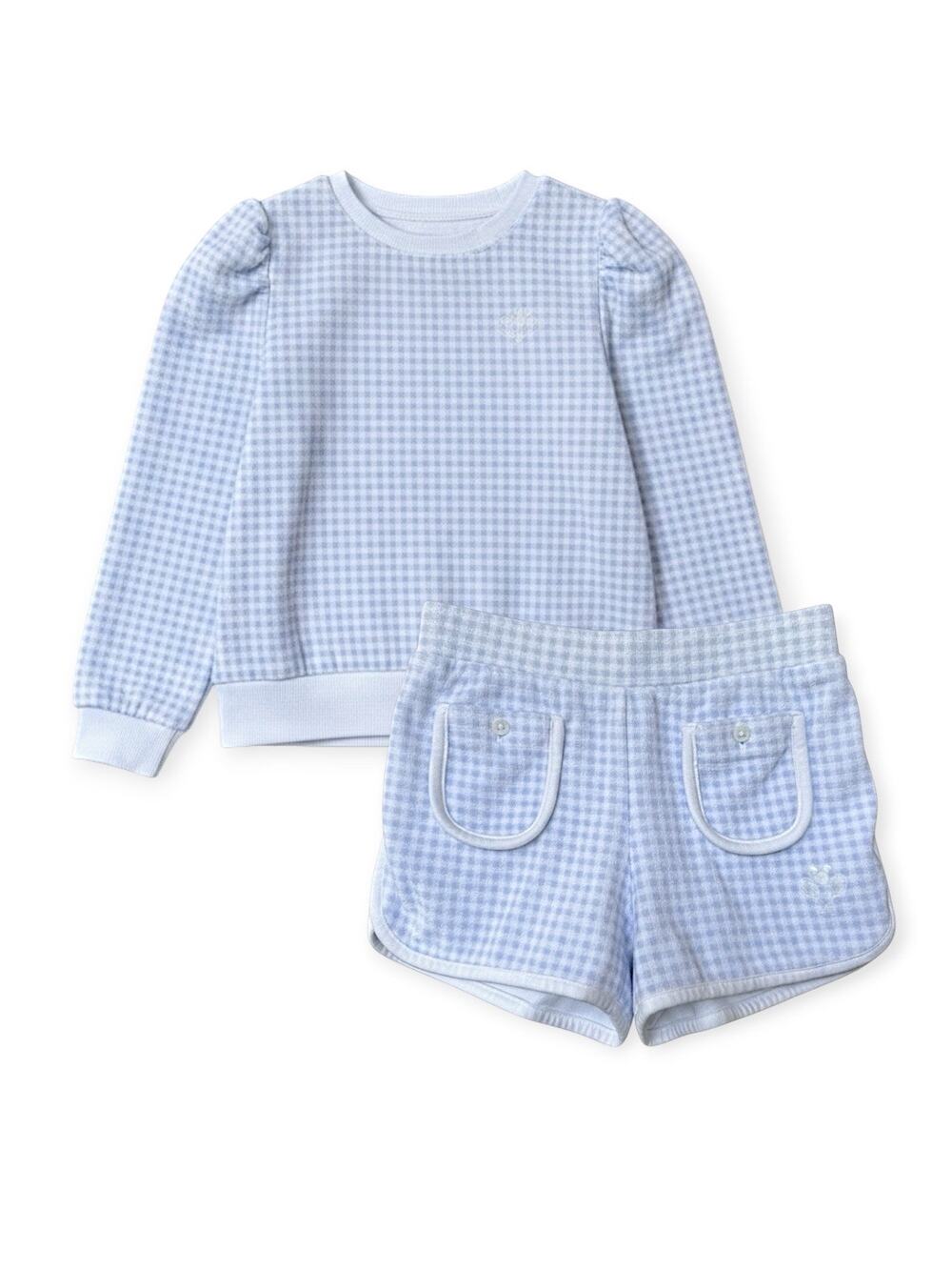 Janie and Jack Disney Mickey Mouse Gingham Sweatshirt and Shorts Set Size 5 Blue